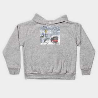 Toronto TTC winters day watercolor Kids Hoodie